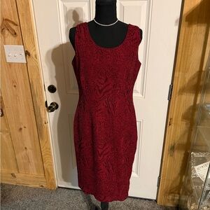 Studio I Rich Red Textured Midi Dress